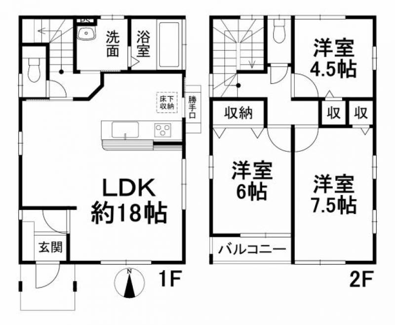 松山市此花町 一戸建 の間取り画像