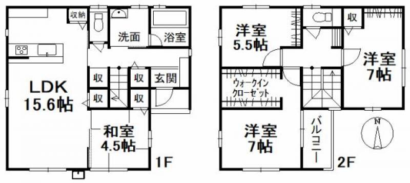 松山市枝松 一戸建 の間取り画像