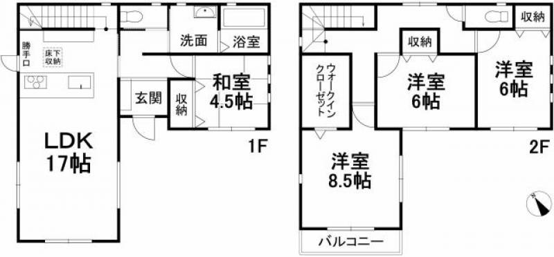 松山市西垣生町 一戸建 の間取り画像