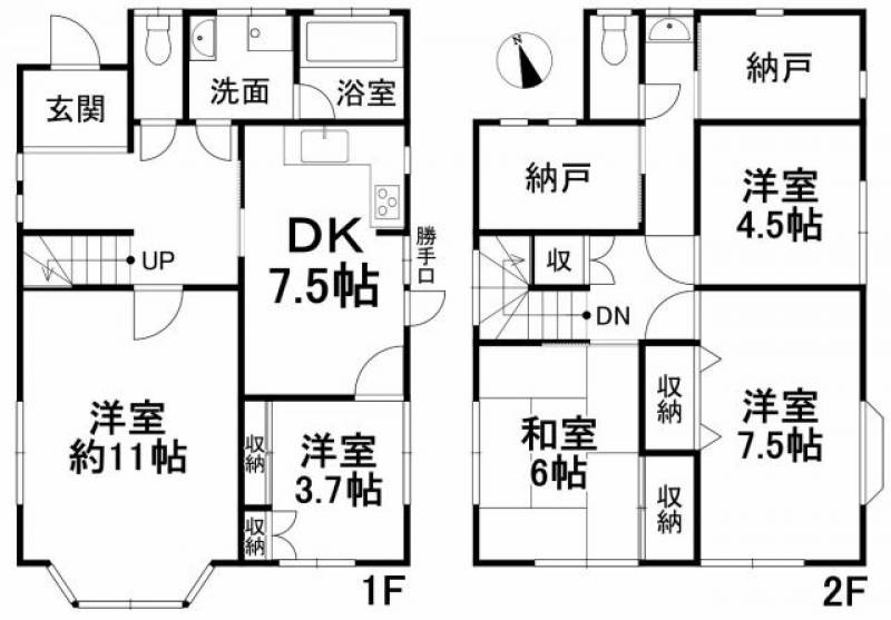 松山市苞木 一戸建 の間取り画像