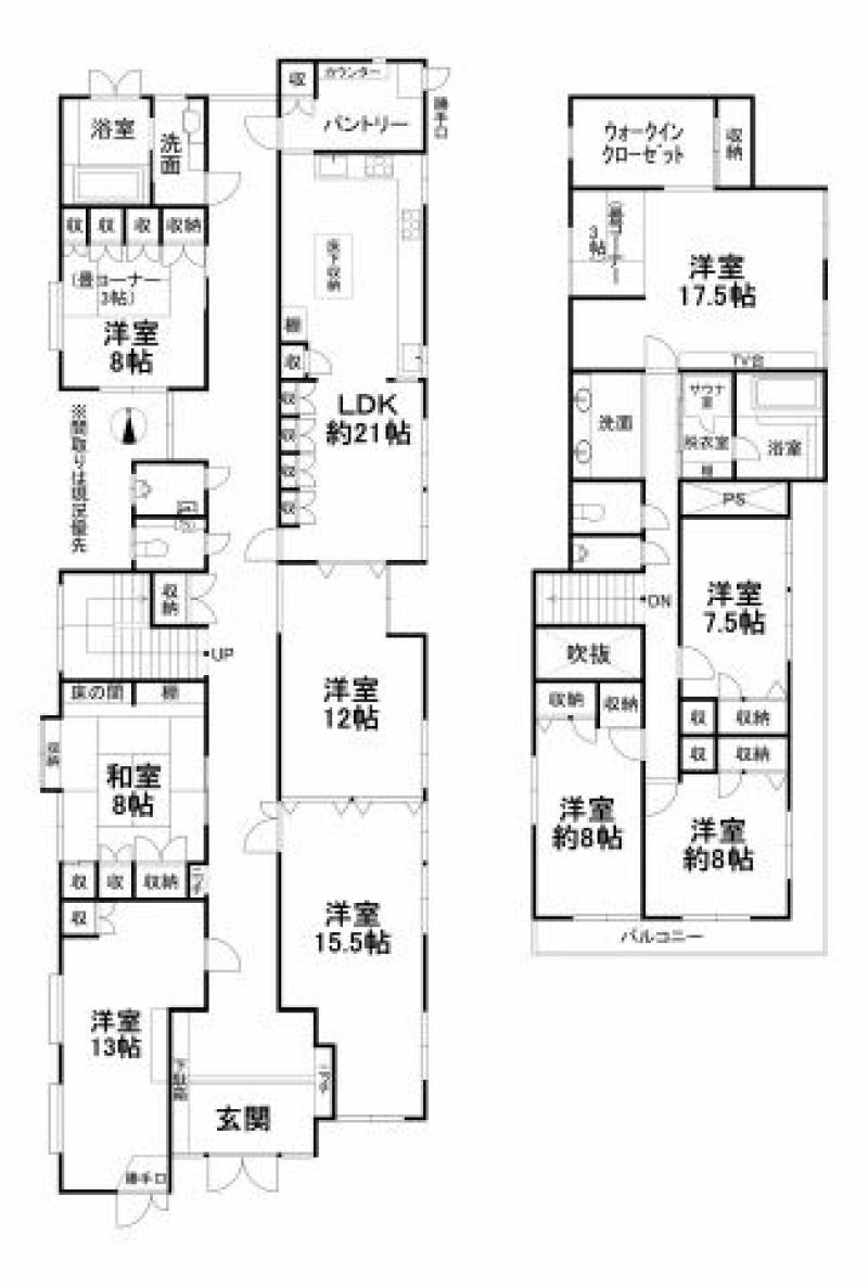 松山市今在家 一戸建 の間取り画像