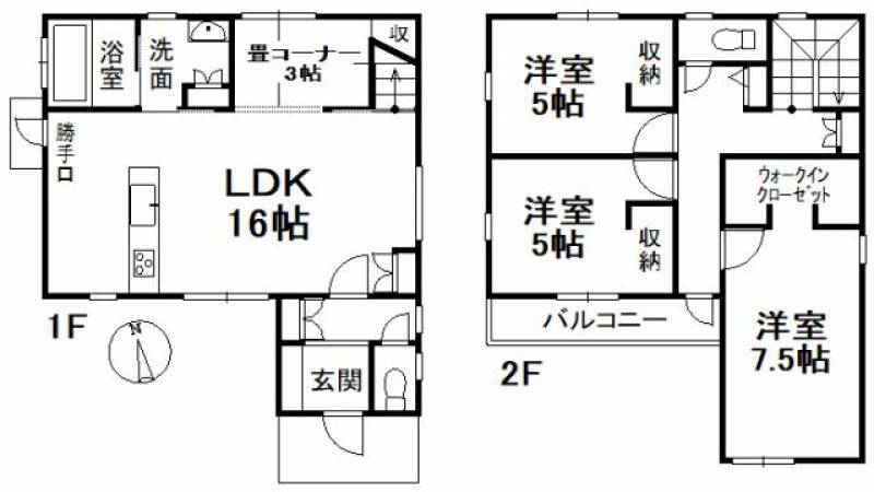 松山市三杉町 一戸建 の間取り画像