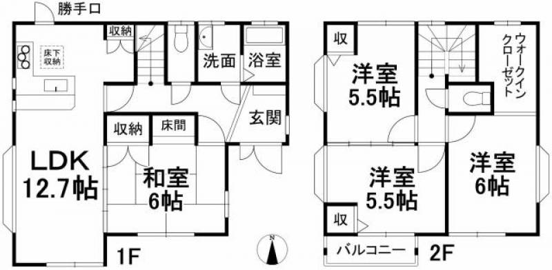 松山市桜ヶ丘 一戸建 の間取り画像