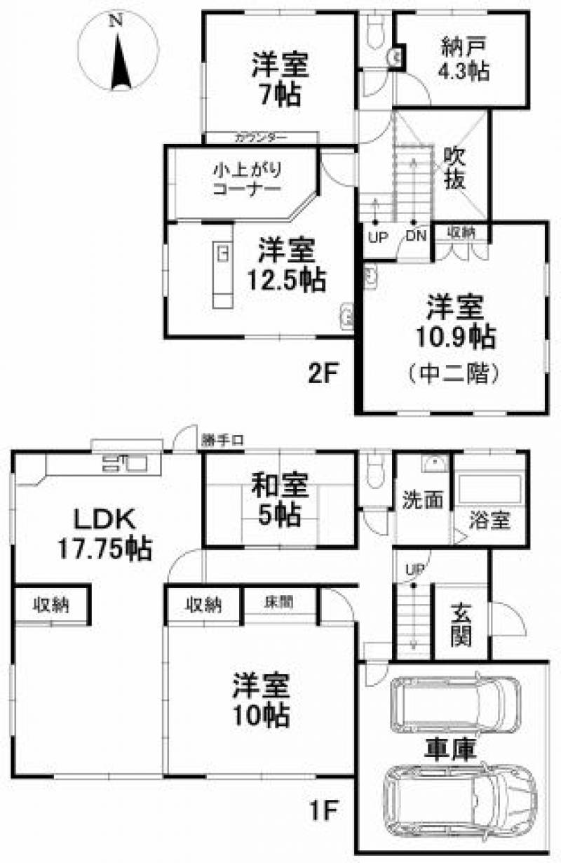 松山市溝辺町 一戸建 の間取り画像