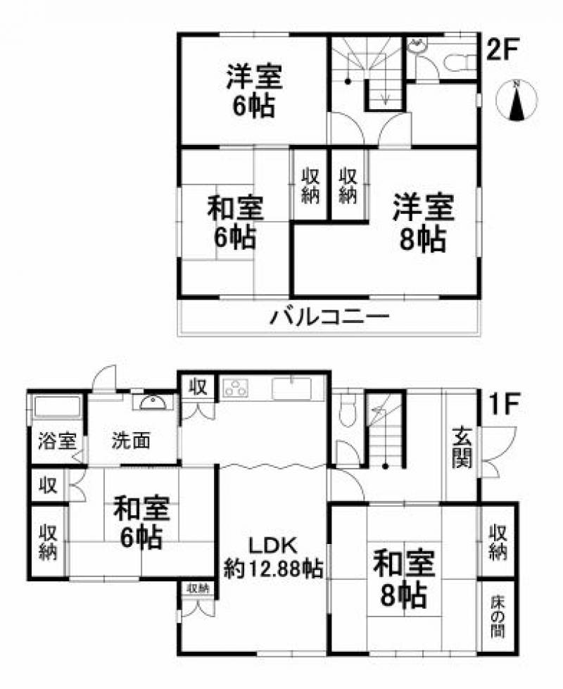 松山市西長戸町 一戸建 の間取り画像