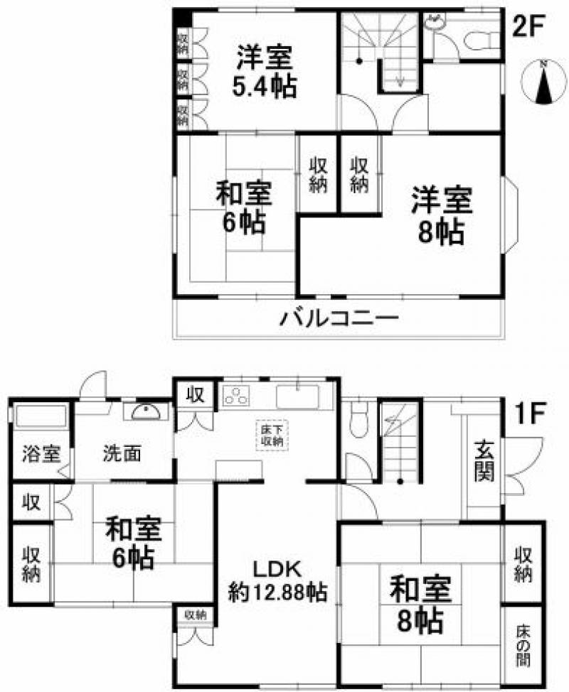 松山市西長戸町 一戸建 の間取り画像