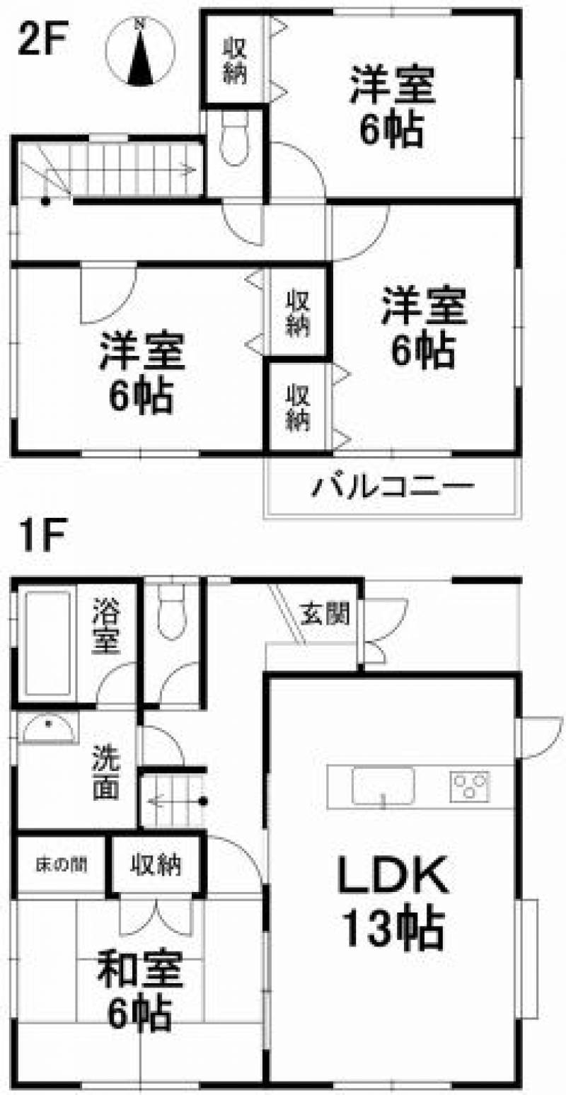 松山市西長戸町 一戸建 の間取り画像