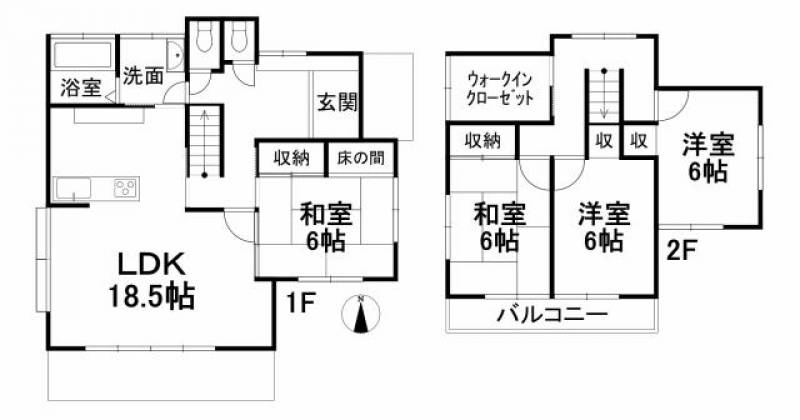 松山市西長戸町 一戸建 の間取り画像