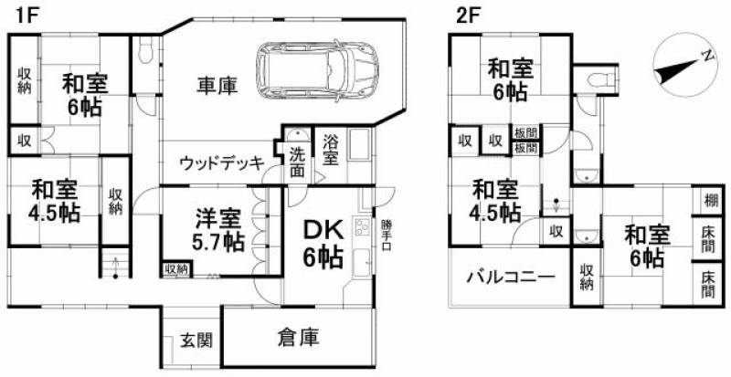 松山市河野中須賀 一戸建 の間取り画像