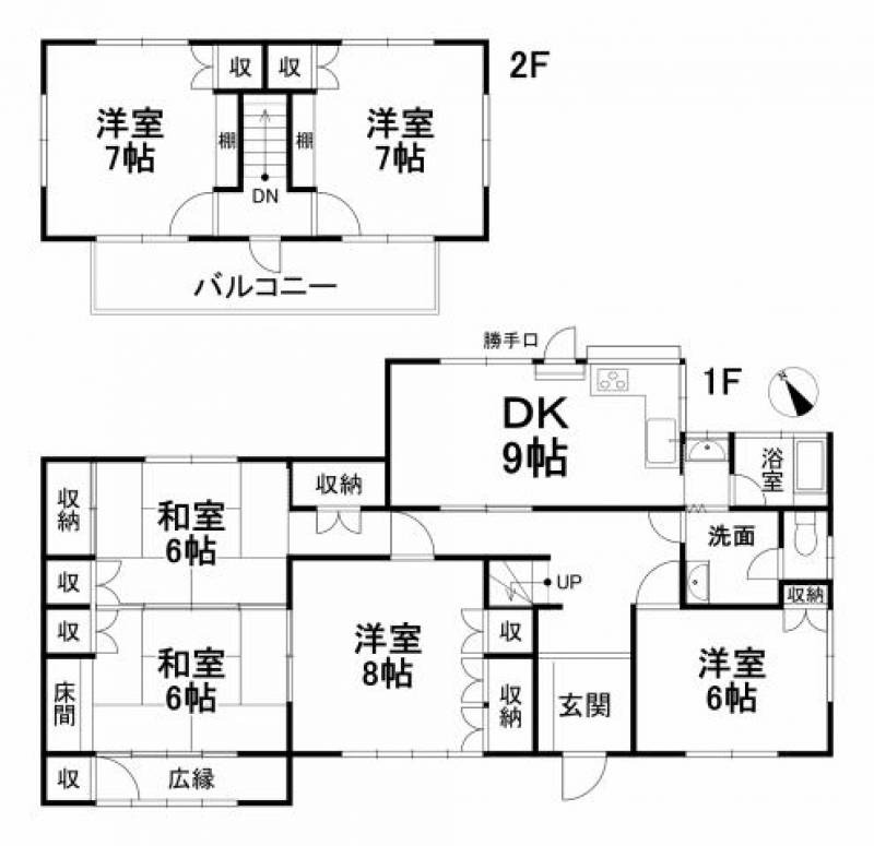 松山市祝谷町 一戸建 の間取り画像