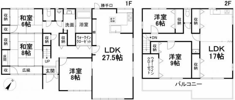 東温市則之内甲 一戸建 の間取り画像