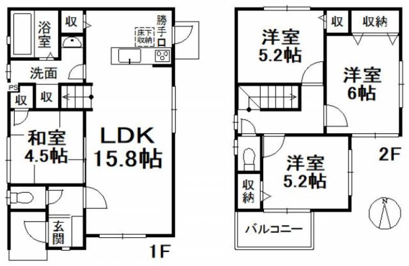 松山市鴨川 一戸建 の間取り画像