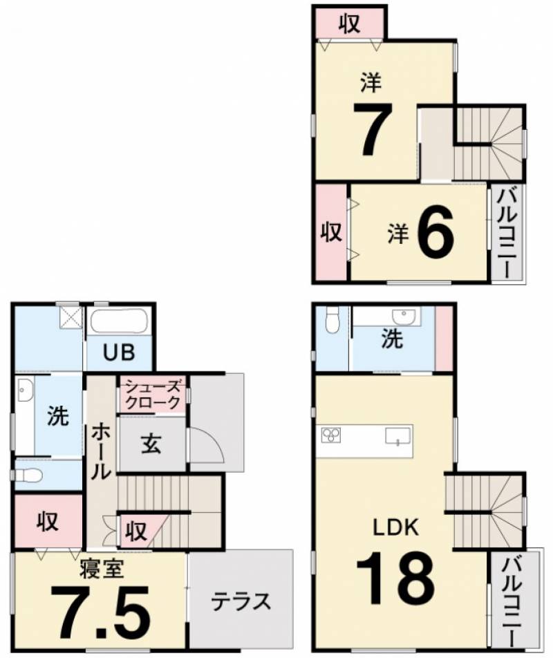 松山市空港通 一戸建 空港通分譲地1号地の間取り画像