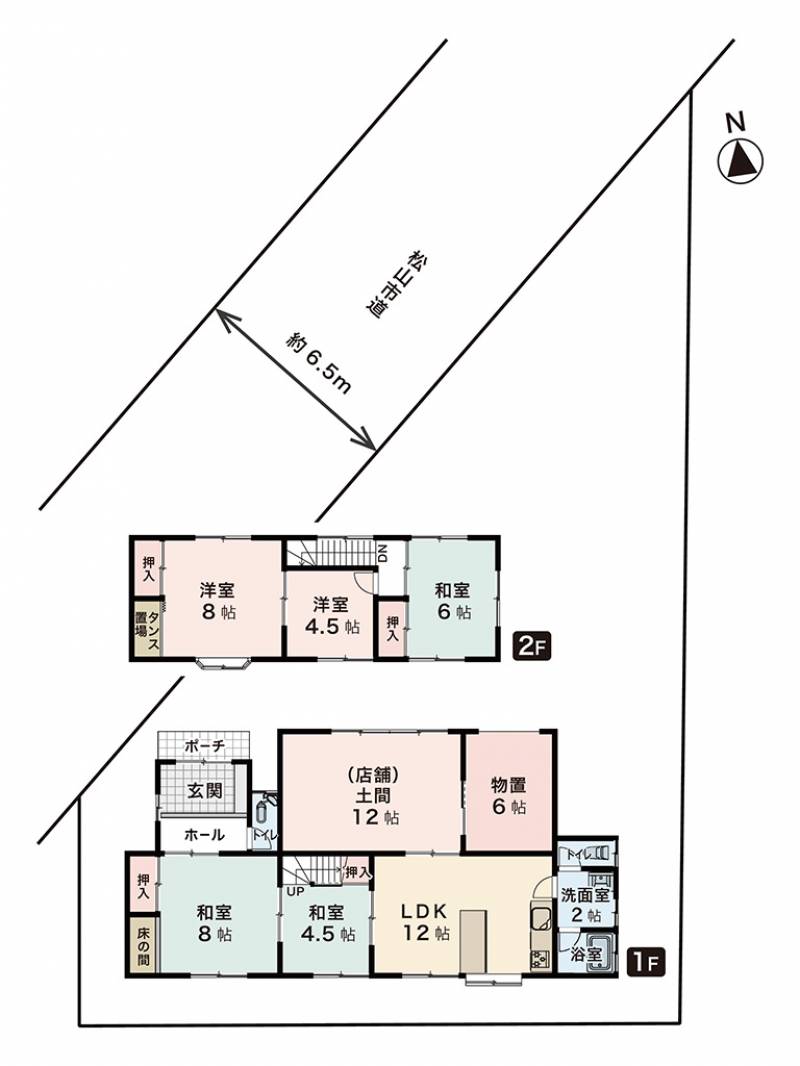 松山市八反地 一戸建 の間取り画像