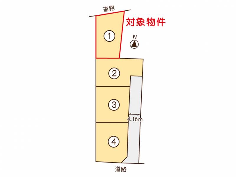 東温市見奈良 ミセスタウン見奈良1号地の区画図