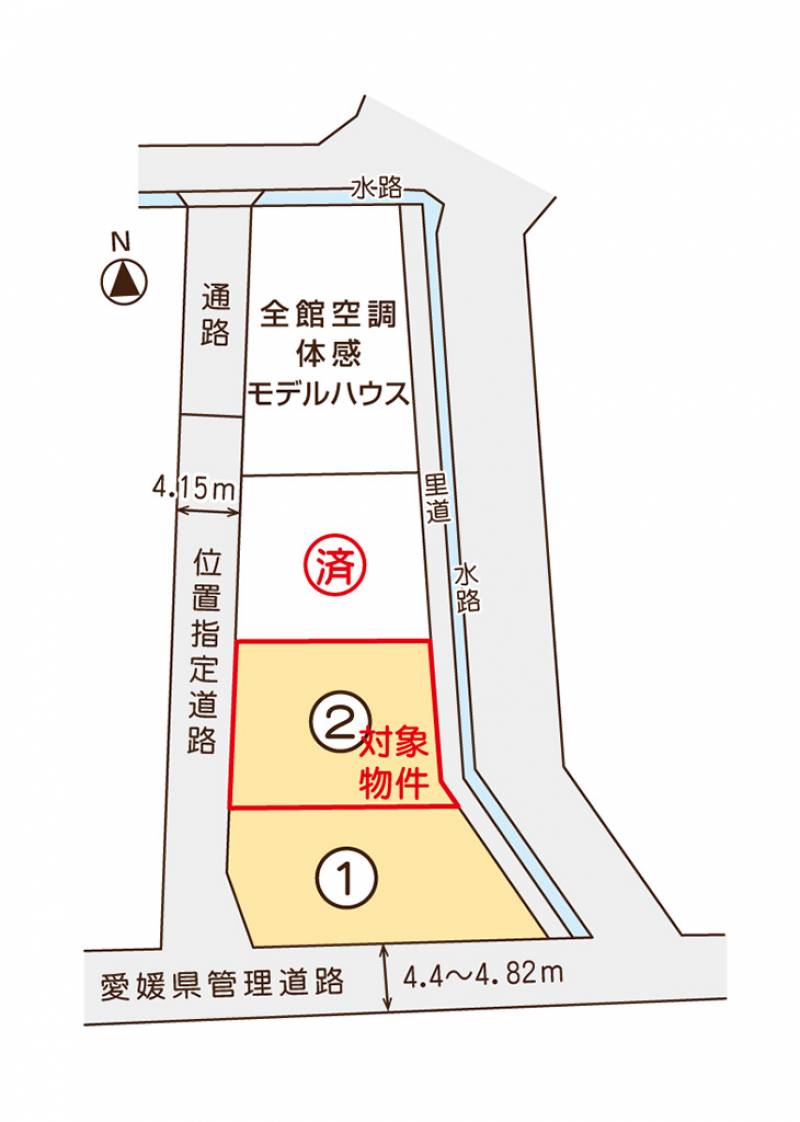 松山市古三津 ミセスタウン古三津2丁目2号地の区画図