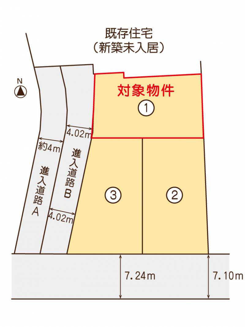 松山市平田町 ミセスタウン平田町1号地の区画図