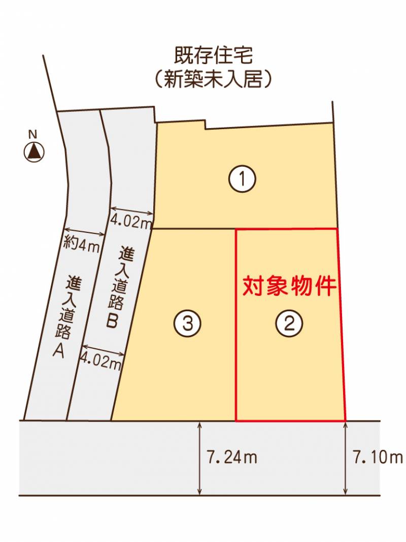 松山市平田町 ミセスタウン平田町2号地の区画図