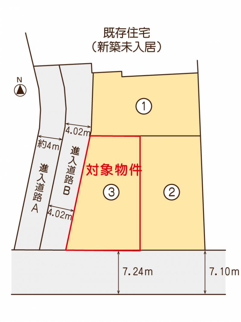 松山市平田町 ミセスタウン平田町3号地の区画図