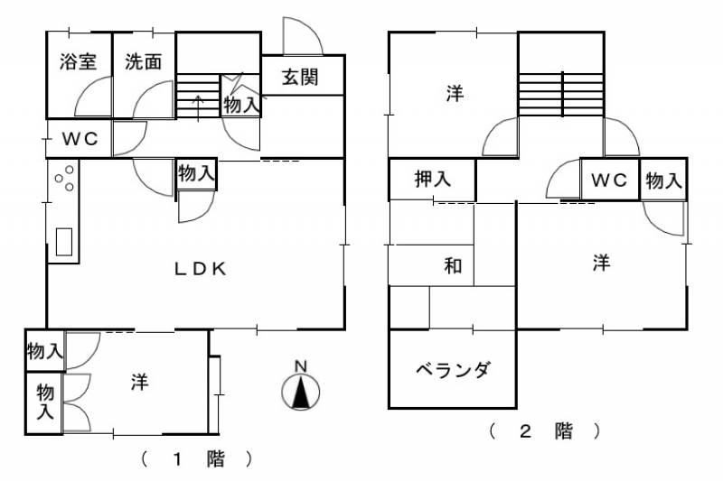 松山市雄郡 一戸建 の間取り画像