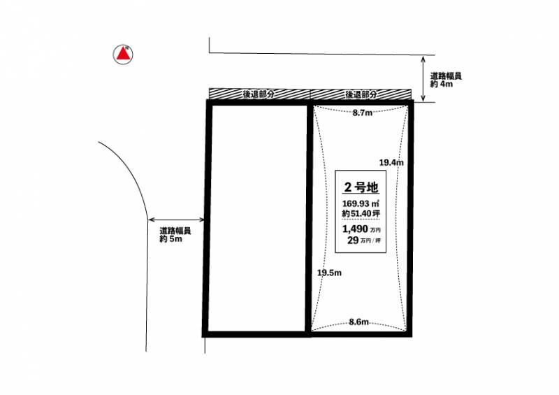 松山市市坪北 2号地（東側）の区画図