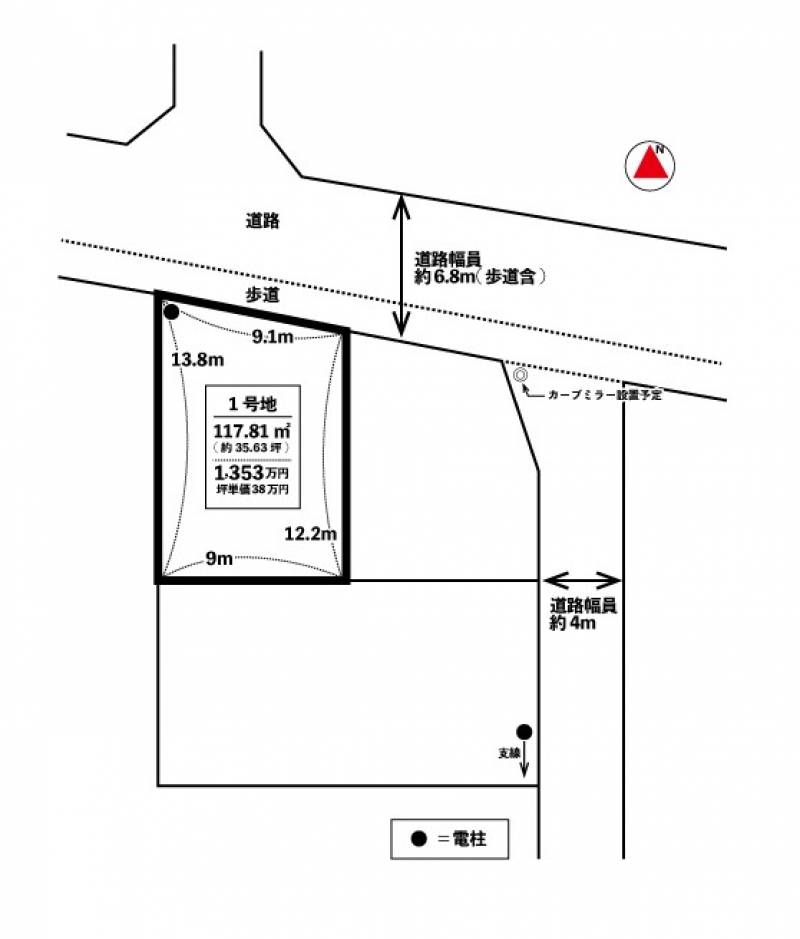 松山市古川西 1号地の区画図