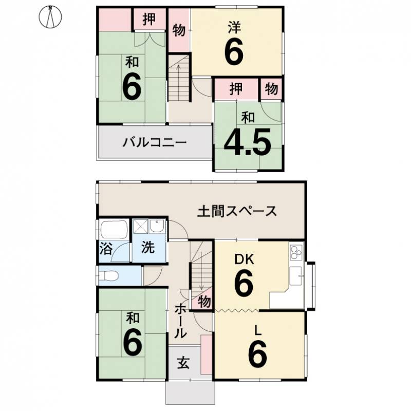 松山市市坪北 一戸建 の間取り画像