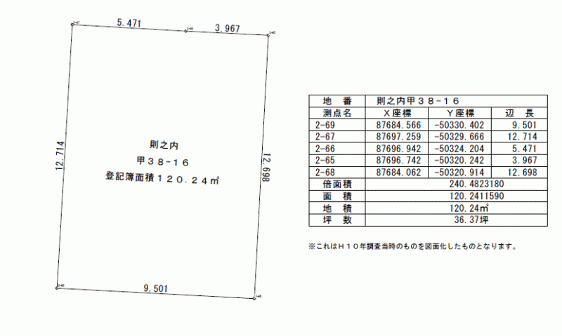 東温市則之内甲 Ｐ90-1-け4108の区画図