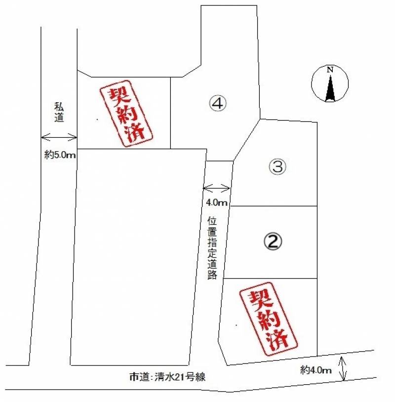 松山市山越 ライブリータウン山越2号地の区画図