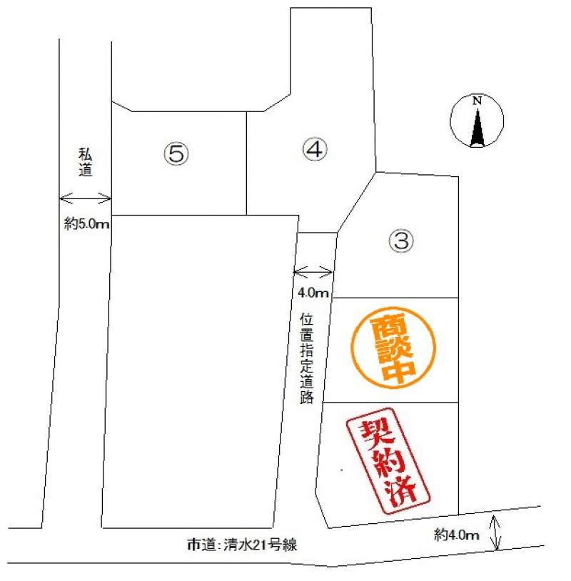 松山市山越 ライブリータウン山越5号地の区画図