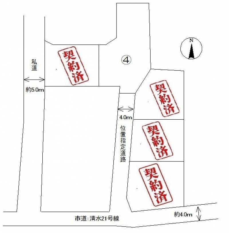 松山市山越 ライブリータウン山越4号地の区画図