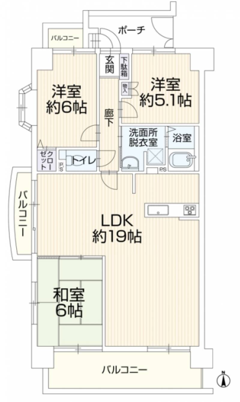 ダイアパレスシャトーヴュー萱町 の間取り画像