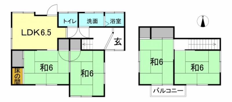 松山市福音寺町 一戸建 の間取り画像