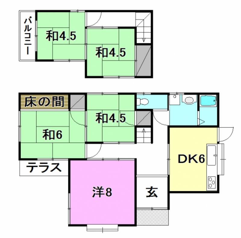 松山市高岡町 一戸建 の間取り画像