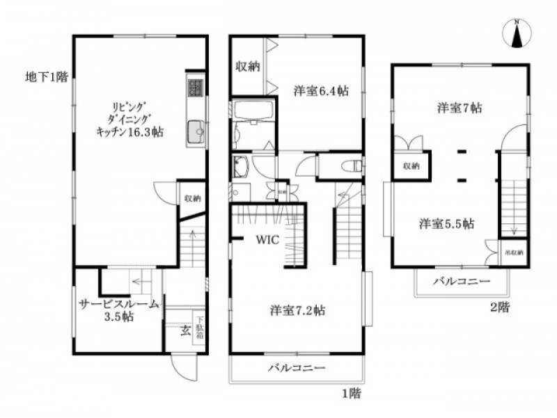 松山市小栗 一戸建 の間取り画像