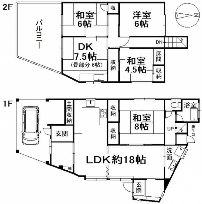 松山市北斎院町 一戸建 の間取り画像