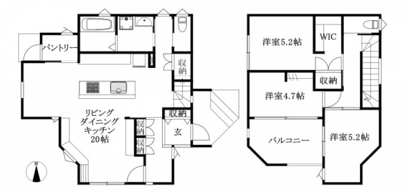 伊予市米湊 一戸建 の間取り画像