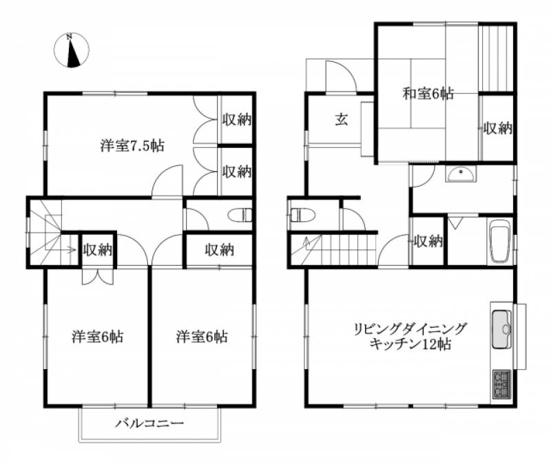 松山市東垣生町 一戸建 の間取り画像