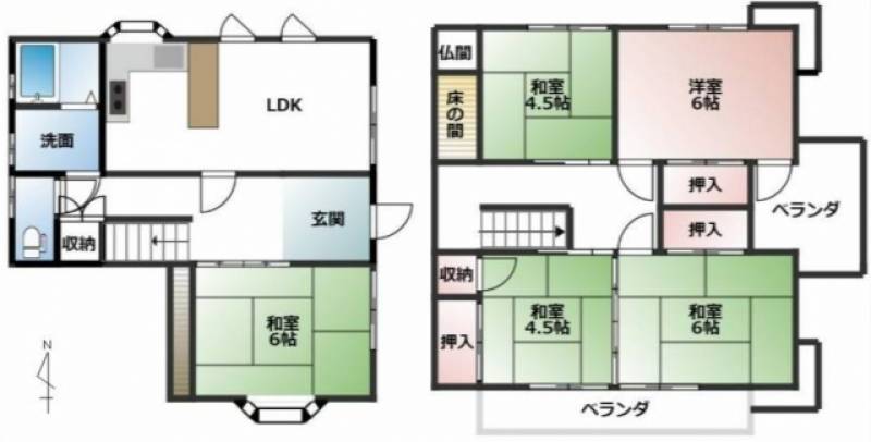 松山市みどりヶ丘 一戸建 の間取り画像