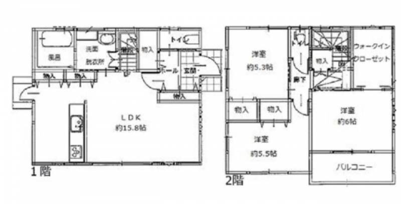 松山市来住町 一戸建 の間取り画像