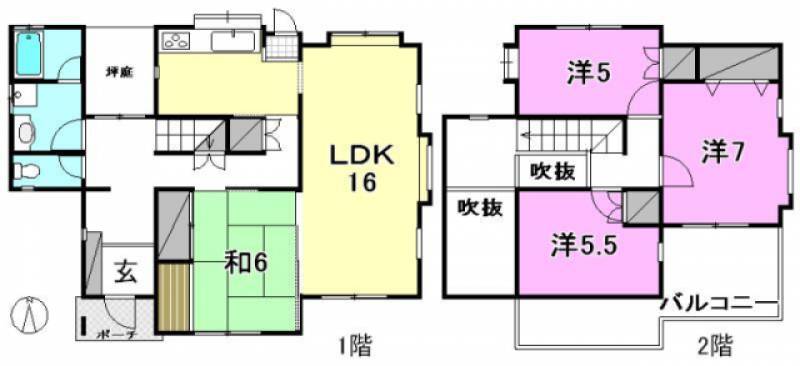 松山市西垣生町 一戸建 の間取り画像