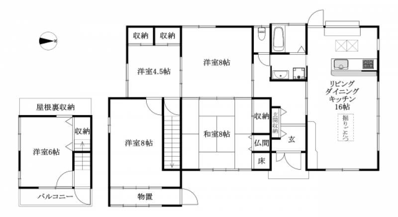 松山市福角町 一戸建 の間取り画像