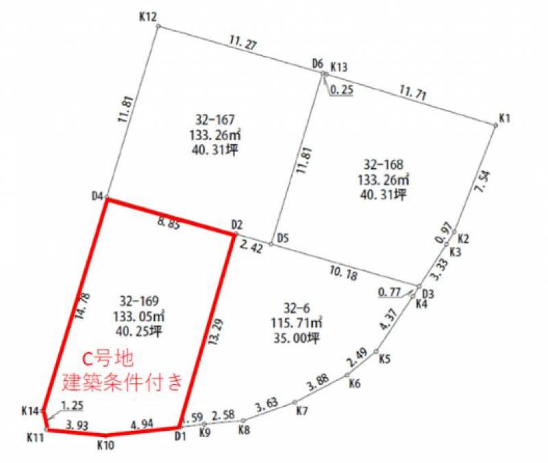 松山市北斎院町  の区画図