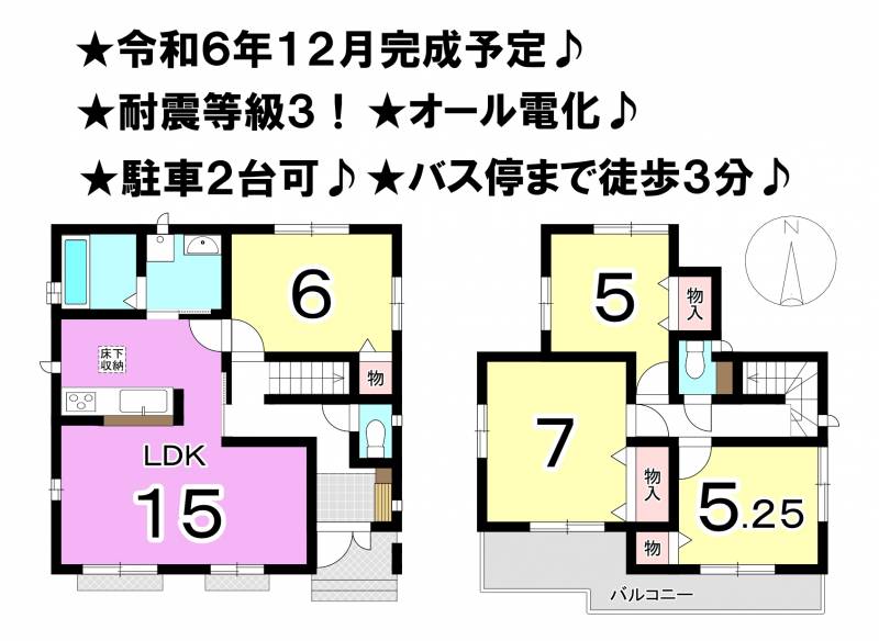 松山市市坪北 一戸建 A号棟の間取り画像