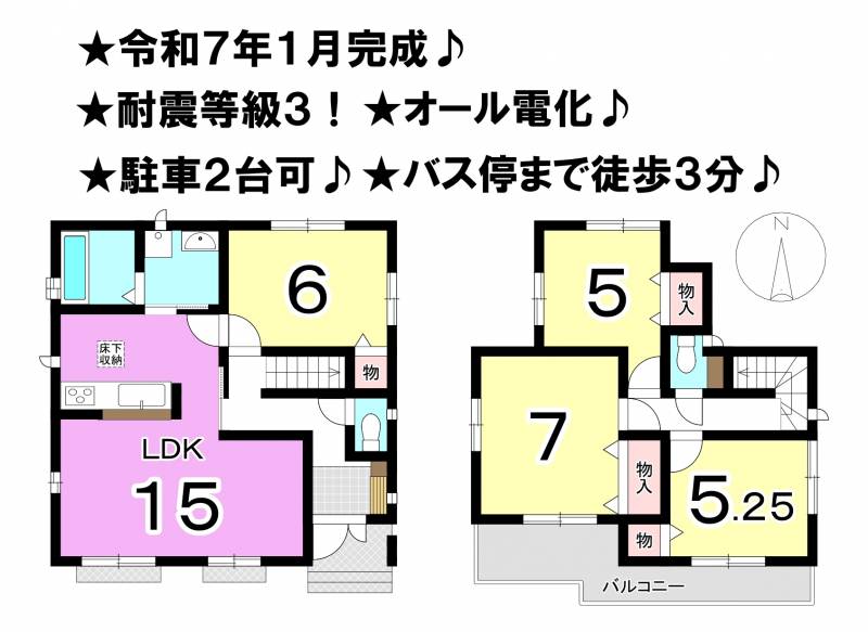 松山市市坪北 一戸建 A号棟の間取り画像