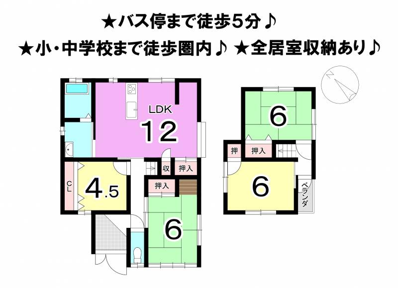 松山市古川西 一戸建 の間取り画像