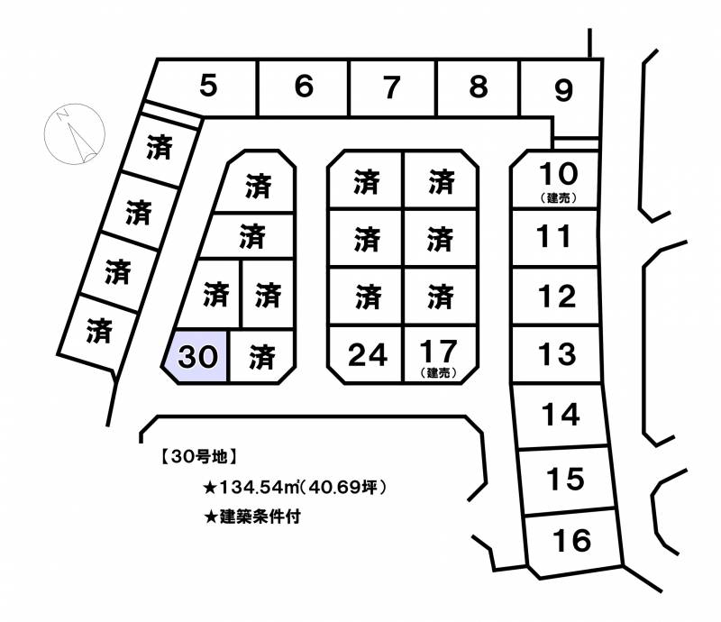 松山市西垣生町  30号地の区画図