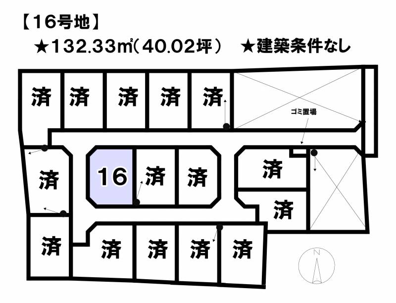 松山市別府町  16号地の区画図