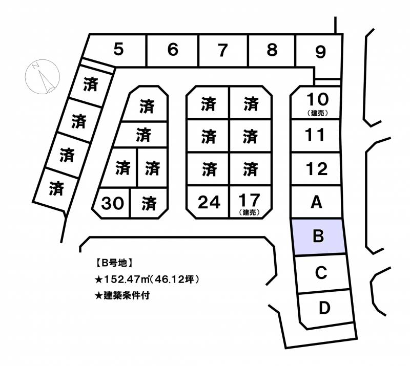 松山市西垣生町  B号地の区画図