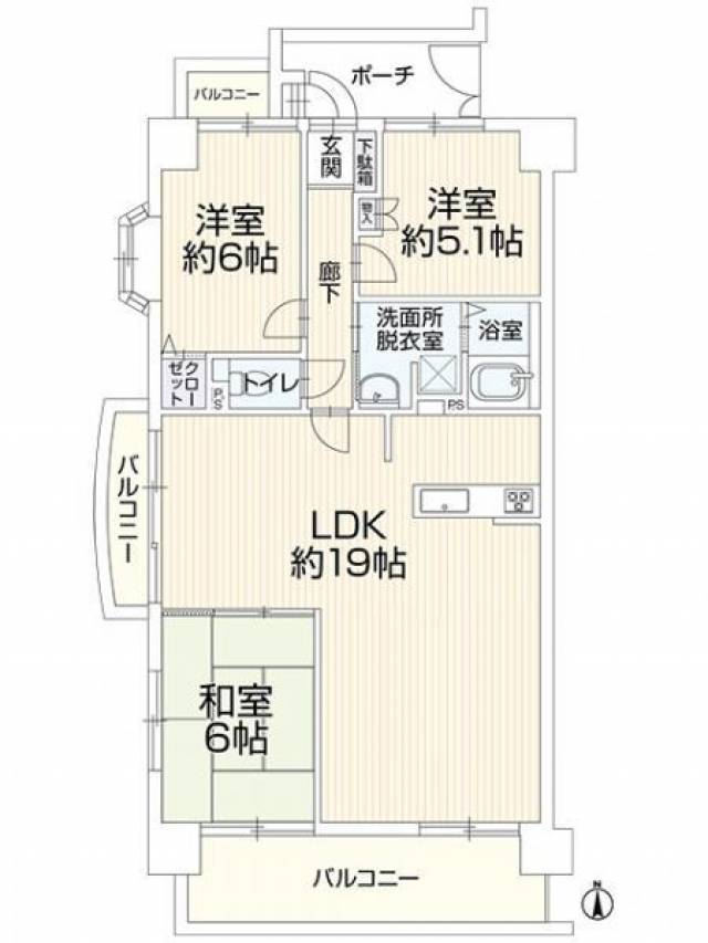 再生マンション：ダイアパレスシャトーヴュー萱町3LDK画像1枚目